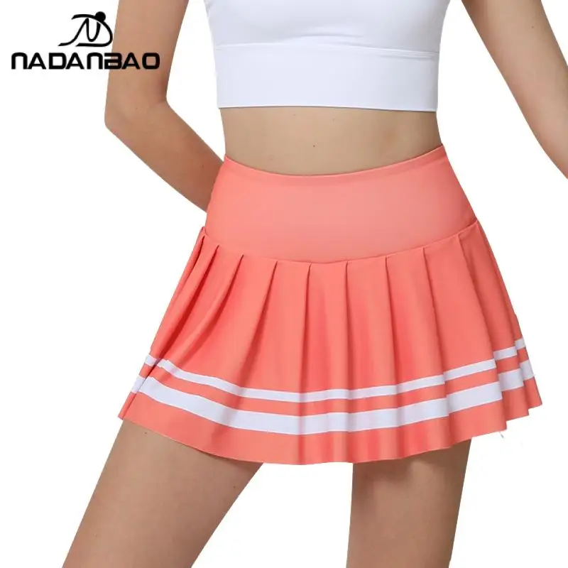 Nadanbao White Print Pleated Skirt Outdoor Running Short Sports Tennis Skirt High Waist New A Line Short Dress Women's Clothing