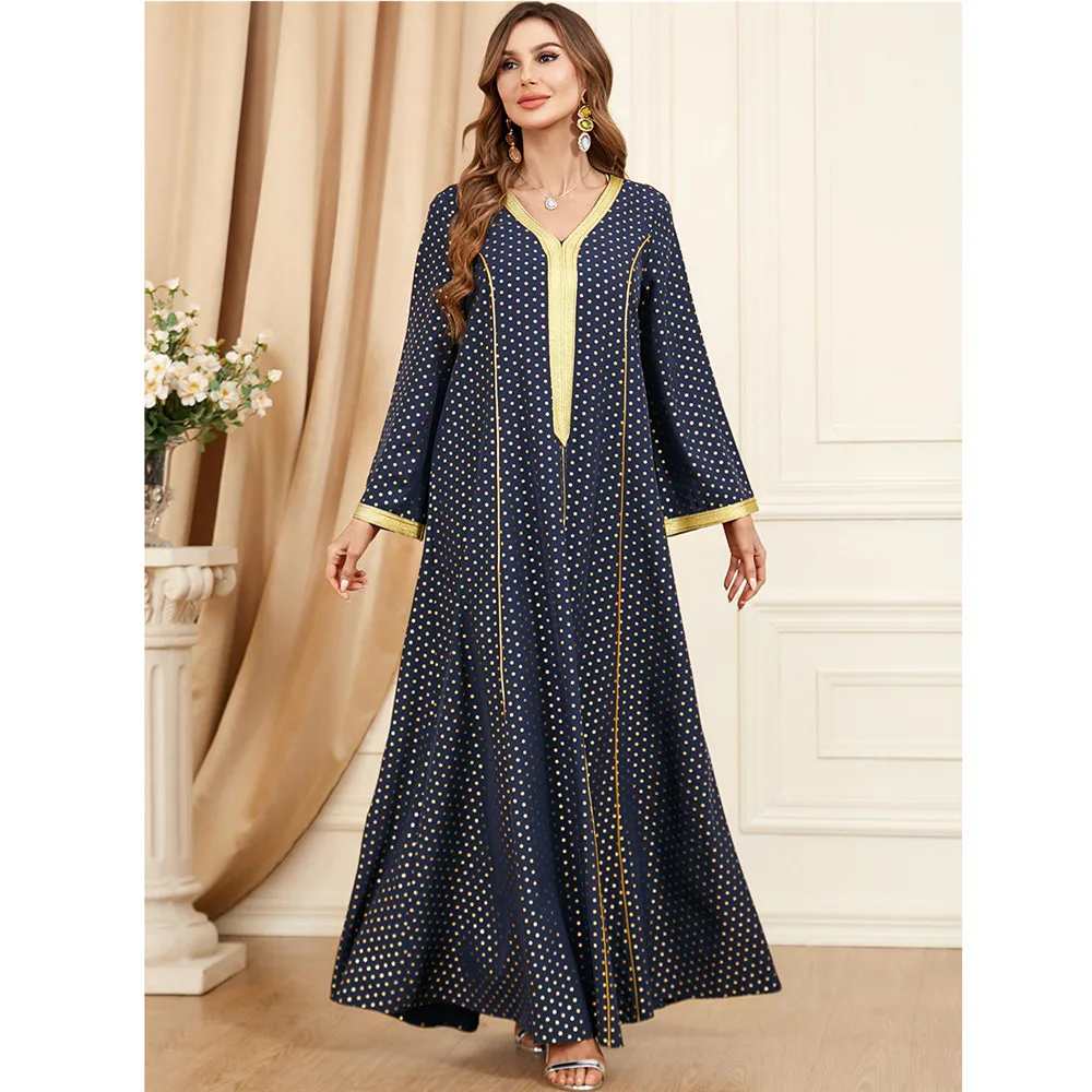 

Saudi Arabic Polka Dot Abayas for Women Muslim Maxi Dress Eid Djellaba Ramadan Islamic Jalabiya Turkey Kaftan Dubai Abaya Caftan