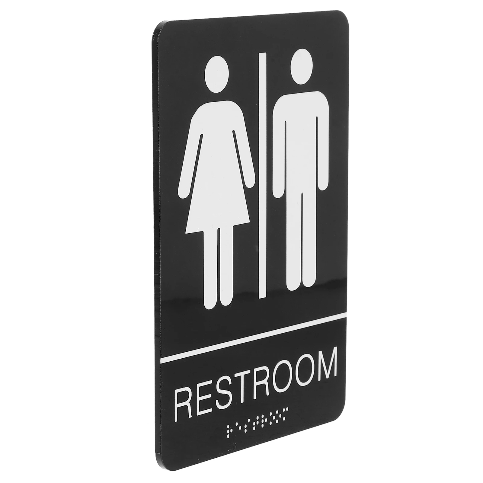 

3D Braille Restroom Sign 10x15cm Self Adhesive Unisex Bathroom Door Symbol Office Commercial Easy Installation