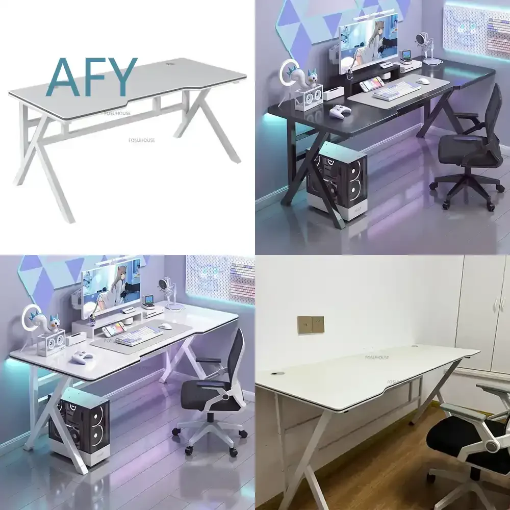 Nordic Computer Desk for Home Office Bedroom Gaming Setup White Artificial Board Study Table Simple Modern PC Desk for Gamer