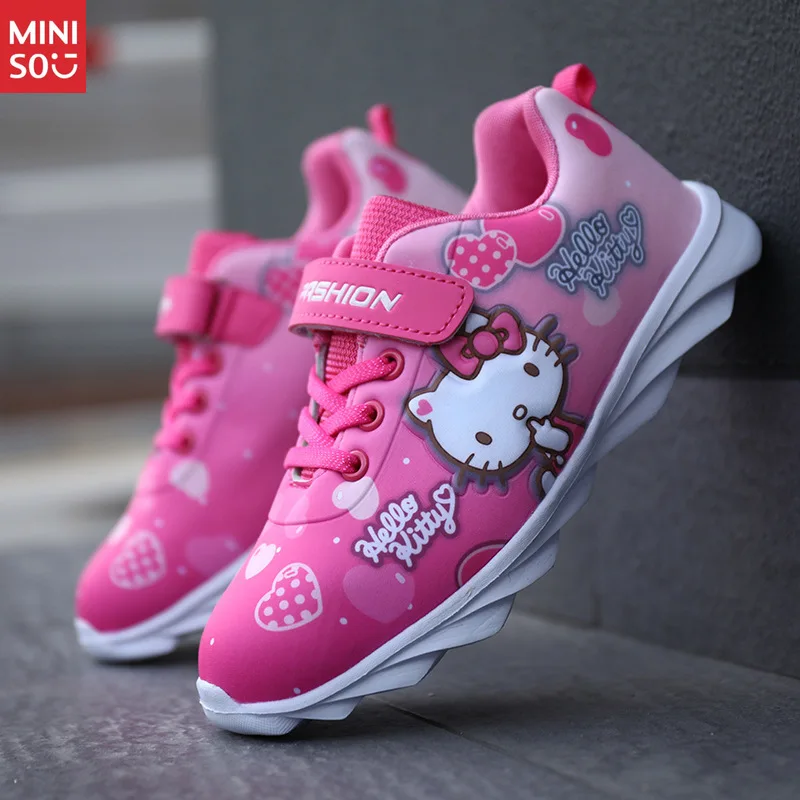 Miniso crianças dos desenhos animados tênis para a primavera outono, meninas sapatos esportivos para a escola primária crianças indoor ao ar livre correndo