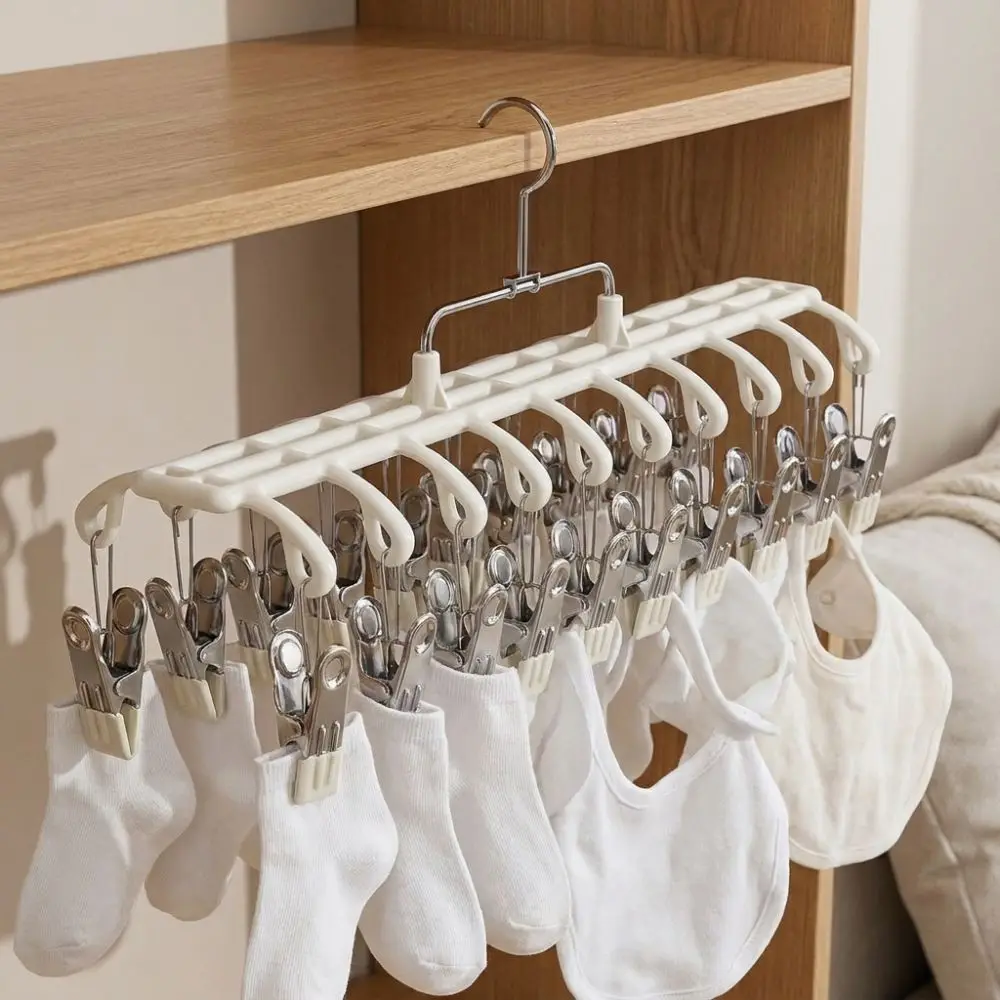 20 Clips Drying Clothes Hanger Non-marking Anti-Slip Sock Underwear Rack Rustproof Corrosion-Resistant Trouser Hanging Hook