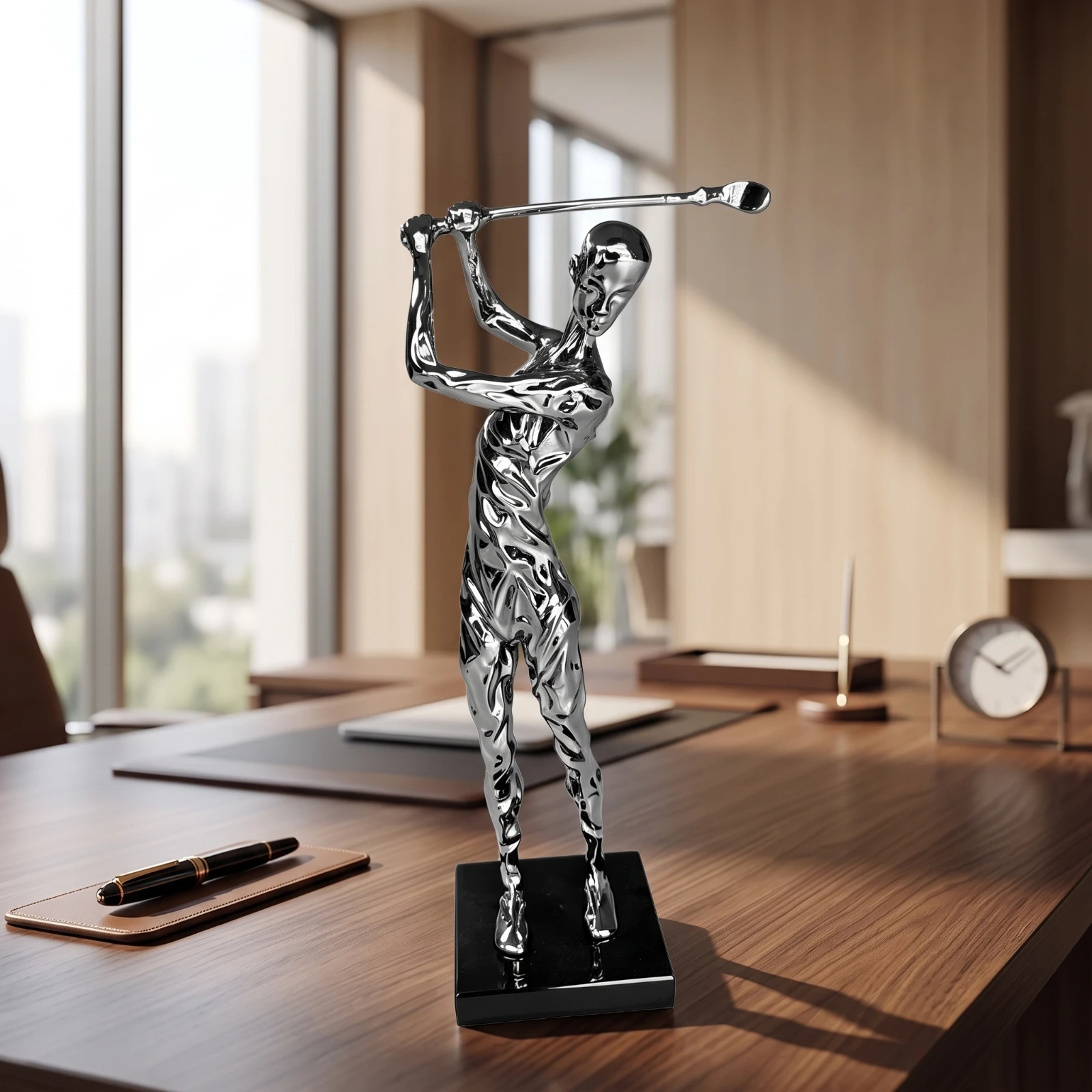 Golf Sculpture with Base Decorative Golfer Statue Golf Figurine Elegant Golfer Figurine Stylish for Golfers, Trophy Shelf