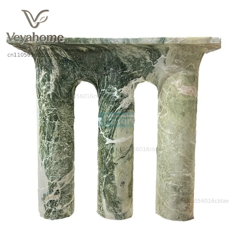 Marble emerald green three feet integrated side few modern simple light luxury coffee table living room side dining table