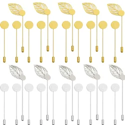 10Pcs Leaf Brooch Round Tray Lapel Stick Brooch Pin Pearl Pins Needle Suit Tie Hat Scarf Badge DIY Costume Jewelry Accessories