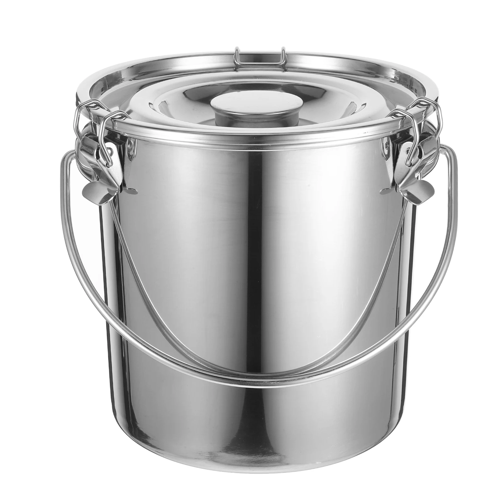 

Stainless Steel Sealed Bucket with Handle Airtight Container for Oil Food Liquid Transport Storage Kitchen Use