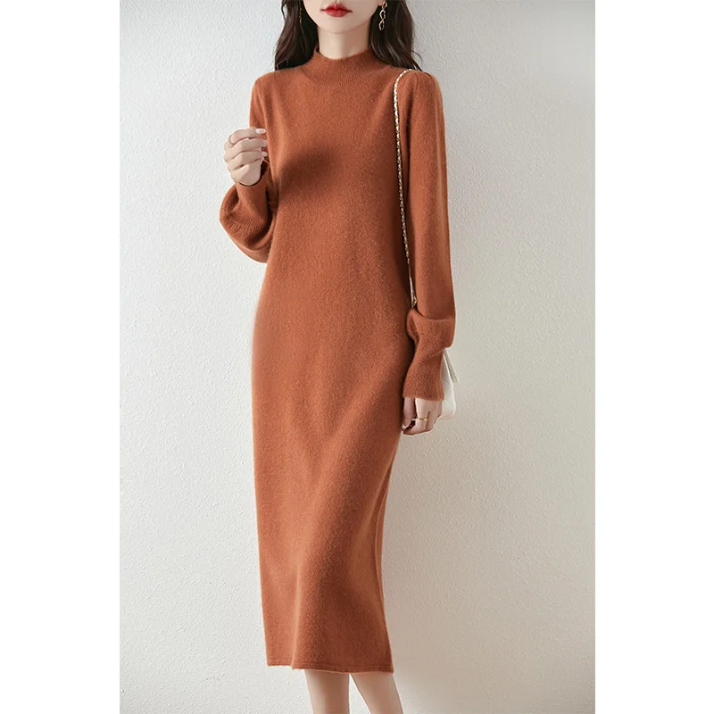 Loose Cashmere Dresses For Women 100% Wool Knitted Jumpers 2024 Autumn/Winter New Fashion Winter Long Dresses Female Pullovers