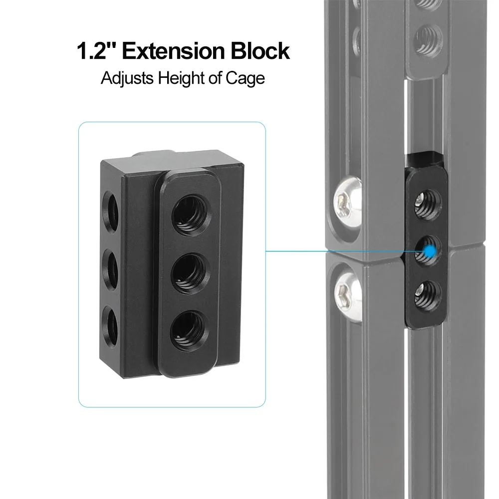 CAMVATE 1.2inch Height Extension Block for Dual-Use Adjustable Camera Cage Side Rail Bars Adjusts Height of Cage