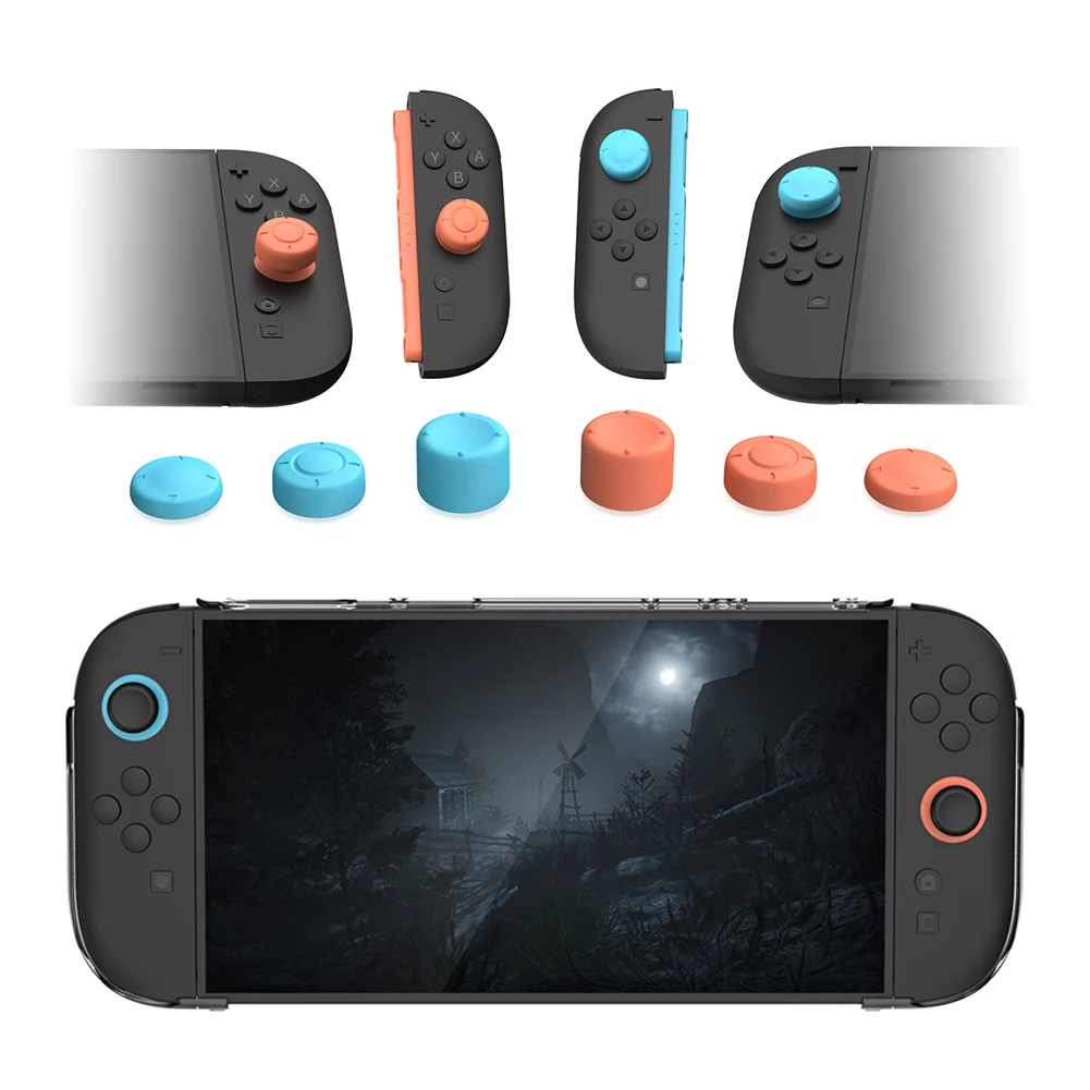 Набор аксессуаров 10 в 1 для Nintendo для Switch 2, защитный чехол для экрана, 6 колпачков для большого пальца, чехол для игровых карт