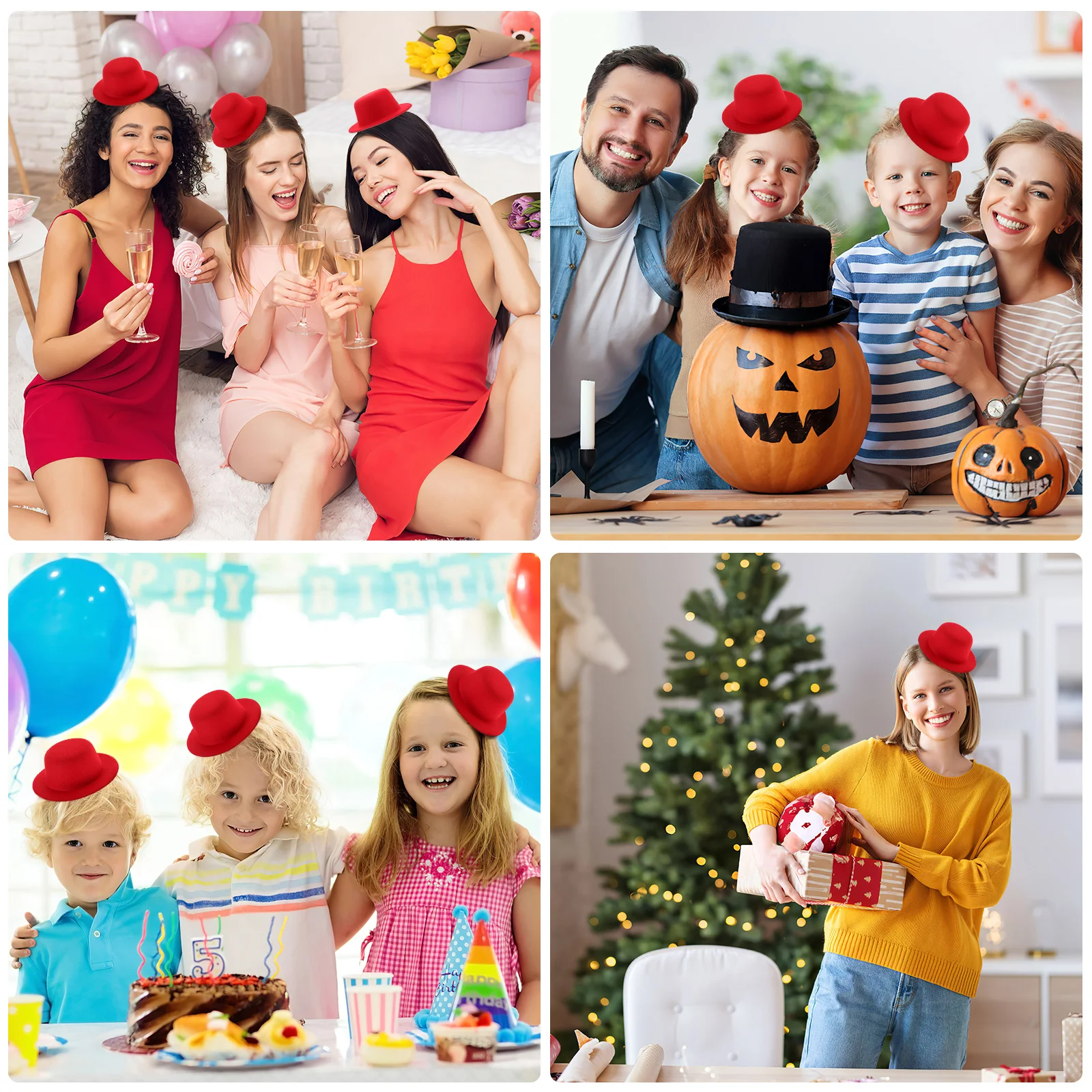 ボンネットレッドハット DIY用 レッドトッパー クラフトハット アクセサリー ドレストッパー スモールフォーマルハット