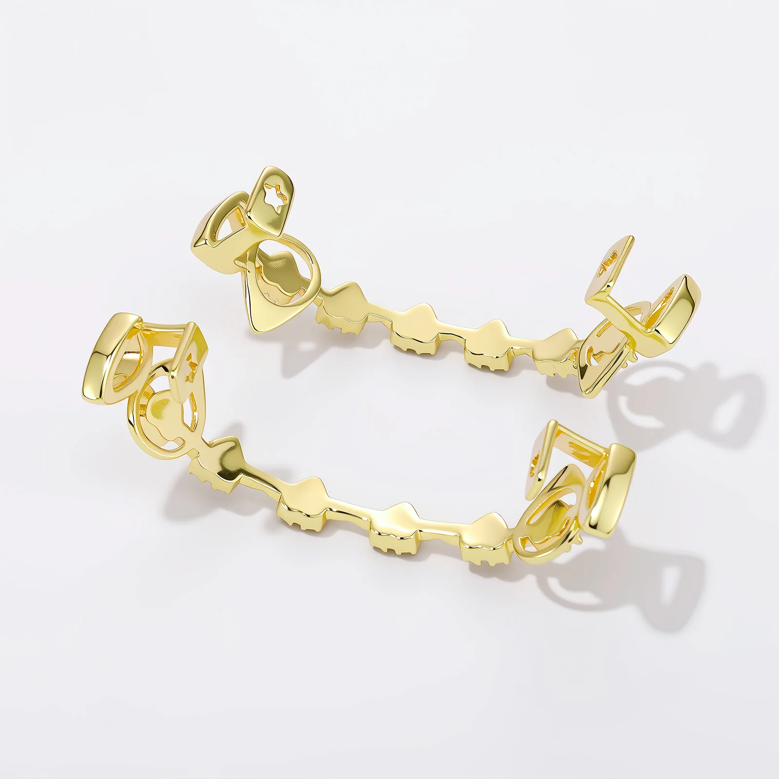 TOPGRILLZ  Hollow Heart Fang Grillz Set Micro Pave CZ Top Bottom Bar Lightweight Y2K Couple Grills Men Women - view 5