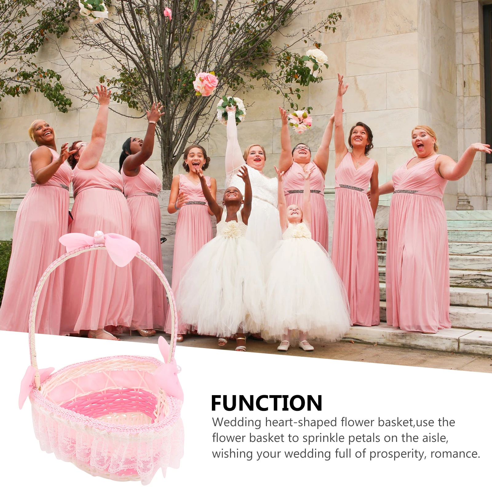 

1Pcs Wedding Flower Basket Lace Heart-Shaped Flower Girl Basket Romantic Ceremony Decoration Petal Holder Wedding Baskets