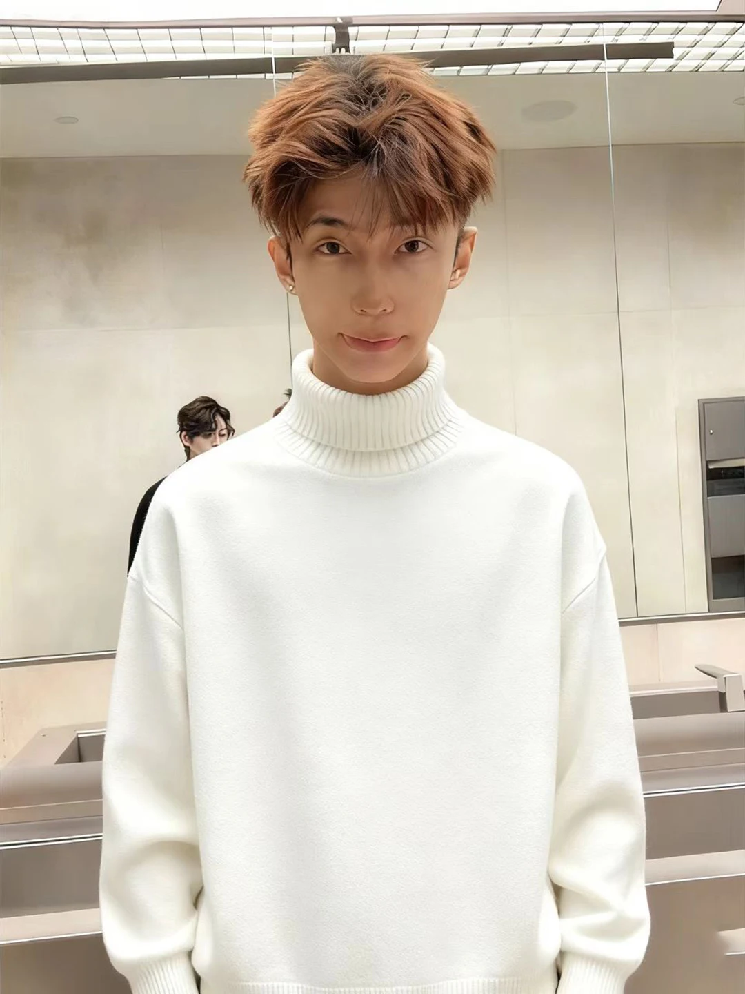 

Мужской свободный вязаный свитер с высоким воротником, утепленный, в американском стиле, плотный, с круглым вырезом, пуловер, базовый слой для зимы