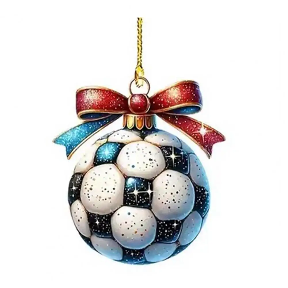 

Fade-resistant Pendant Colorful Acrylic Hanging Accessory Soccer Christmas Ornament with Personalized Bow Sport for Car
