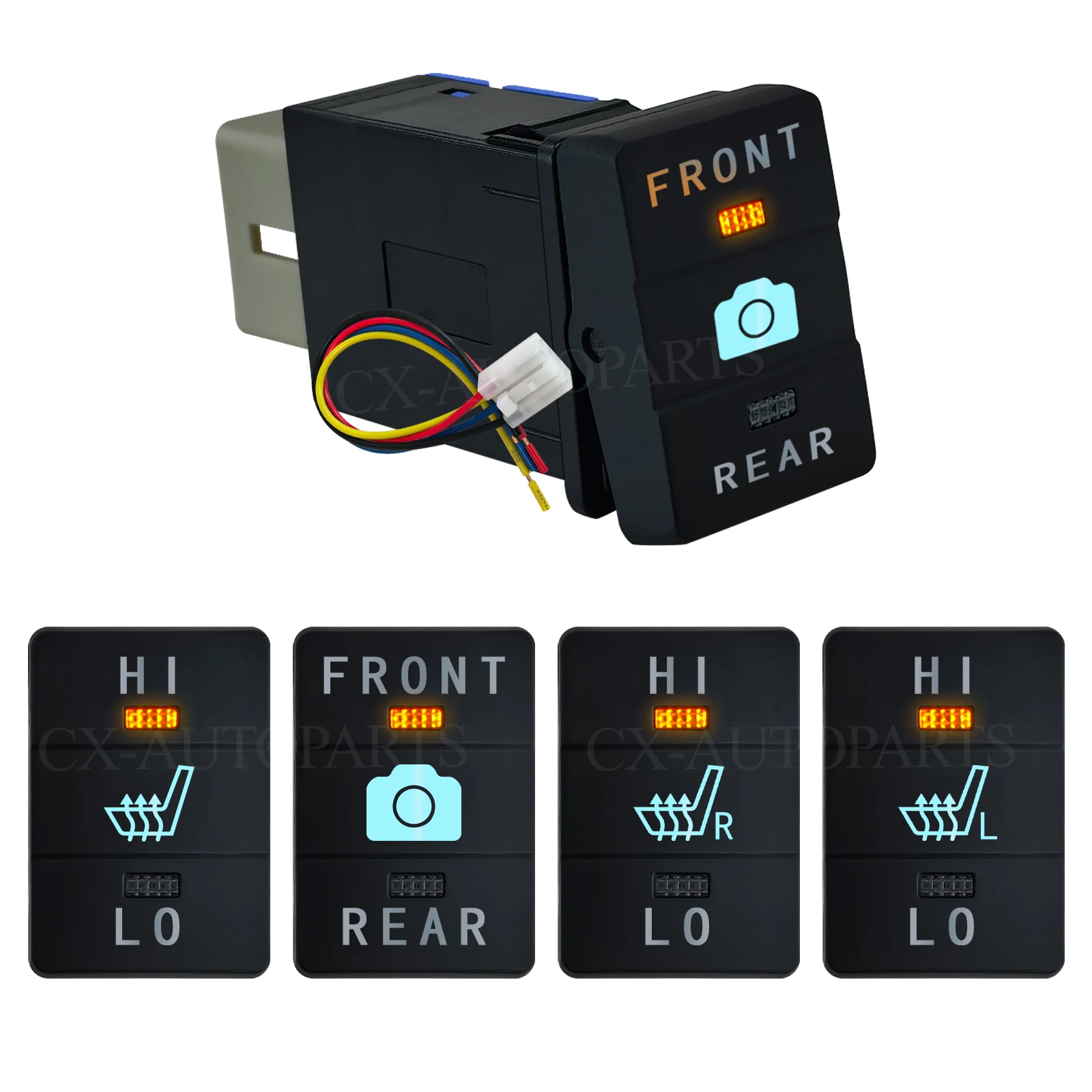 12V Car Switch Button Seat Heating Front Rear Camera Control 3-Position Rocker Switch for Toyota RAV4 4Runner Prado Dash Panel