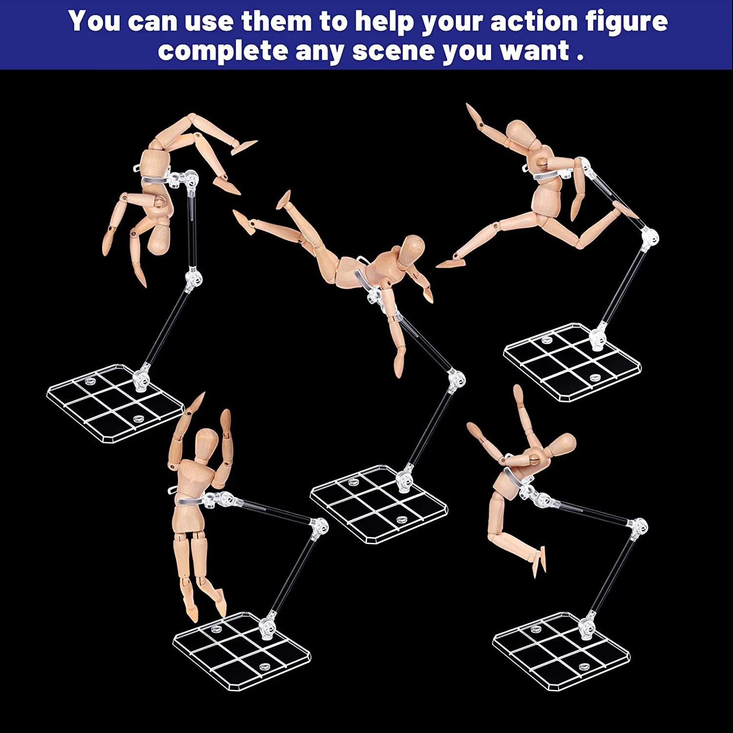 8pcs Simple Practical Clear Action Figure Stand Assembly Display Holder Base Doll Model Support Stand For Action Figures Or Effe
