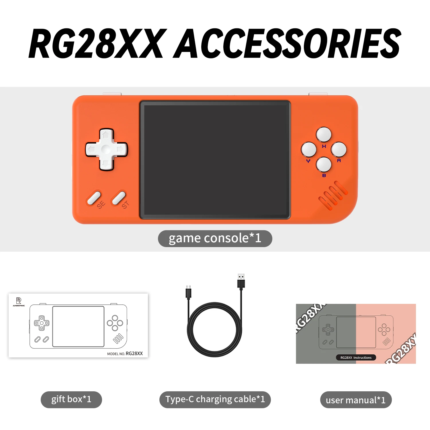 ANBERNIC RG28XX Retro Handheld Game met Linux-systeem, 2,83 inch IPS-scherm, multimedia & TV-uitgang, HDMI-uitgang, TV HDMI-uitgang
