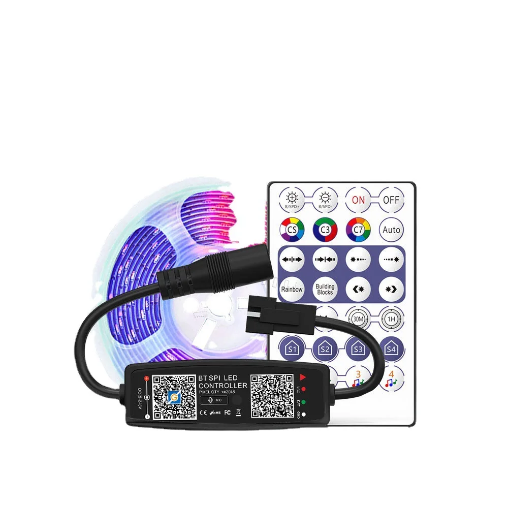 WS2811 WS2812B Controller Music Bluetooth App Built In Mic Pixel LED Strip Light WS2812 Addressable LED Light Strip USB DC5V-24V