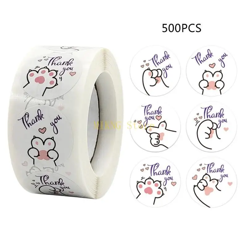 500 PCS/ロールキュートキッテンポーステッカーラベルラベルラベル幼稚園ギフトベストセールに最適