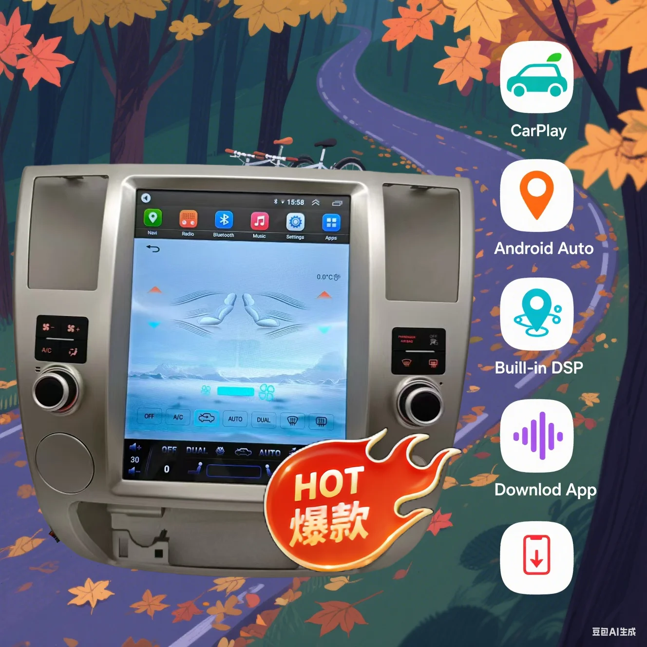 Android14 Carplay 12.3 Inch For Nissan Armada Infiniti QX56 2007-2010 Multimedia Player Vertical Screen Car Radio GPS Navigation