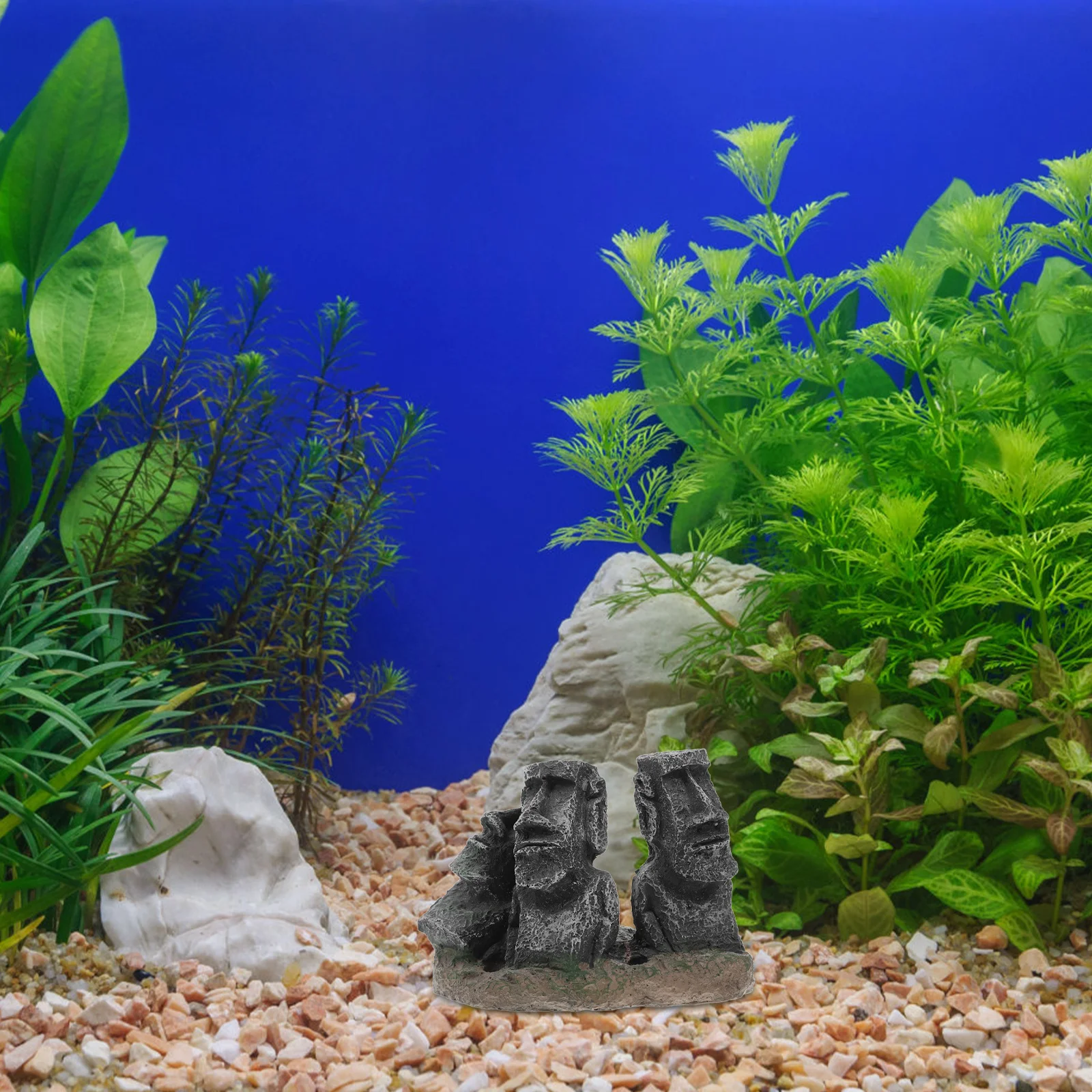 

Fish Tank Decorations Set with Statue Moai Head Egyptian Sphinx Resin Craft for Aquarium Interior Zen Style
