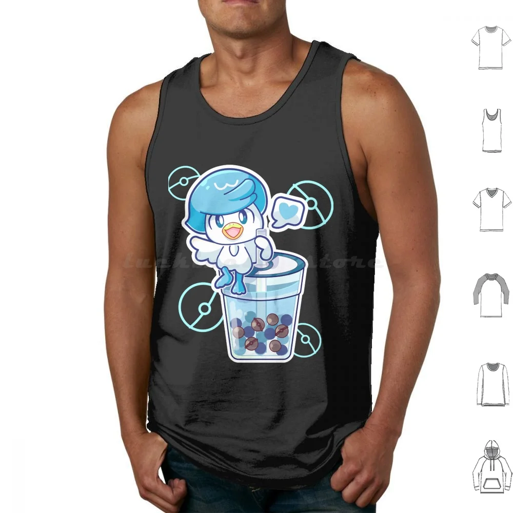 Quaxly Pea Bubble Teas Tank Tops Print Cotton Quaxly Pea Bubble Teas