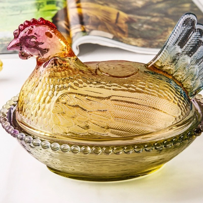 Glass Hen Fruit Bowl Elegant Service Board Centerpiece Living Room Dining Table Home Display Her Party Christmas Gift view 4