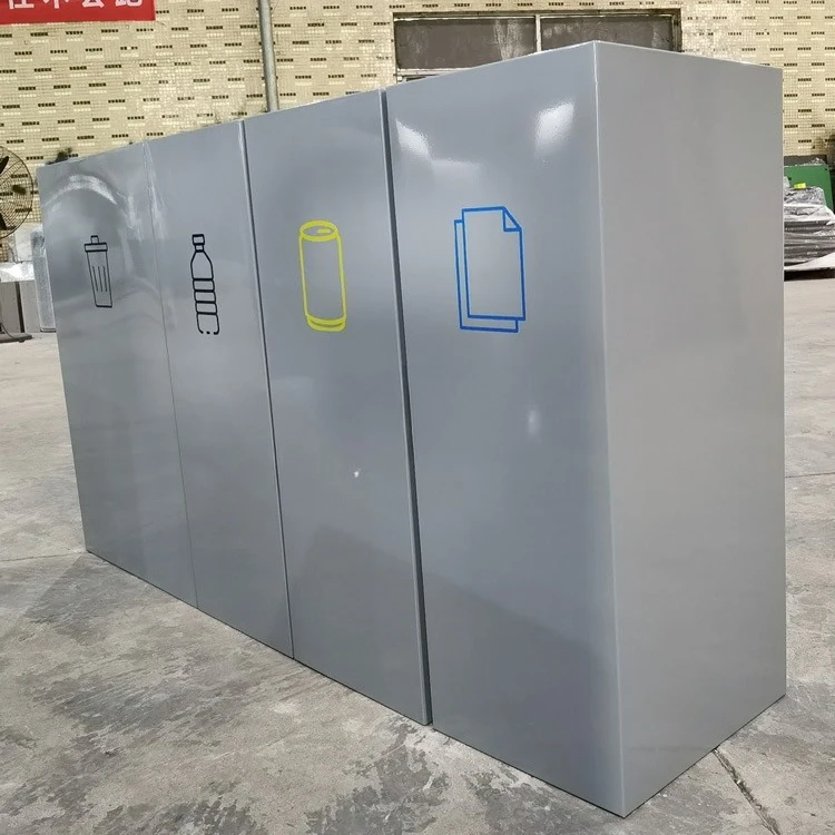 Indoor square commercial direct drop port combination, spray light gray stainless steel, four categories of trash can resources