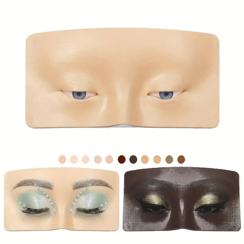 Makeup Practice Face Board, 3D Realistic Pad, Eyeshadow Eyeliner Eyebrow Eyelashes Mapping Realistic Face Skin Eye Board