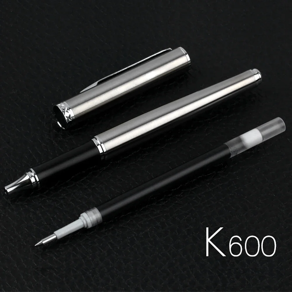 일본 펜텔 메탈 젤 펜 K600 블랙 코어, 부드러운 빠른 건조 볼펜 0.7mm 총알 팁 사무용품 문구