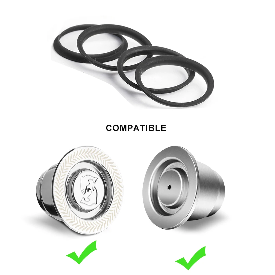 ICafilas Black Cover Accessorie Silicone O-rings For Upgrade Version Nespresso Stainless Steel Refillable Capsules Body Cup
