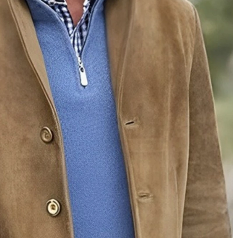 New Men's Casual Jacket Coats Vintage Turn-down Collar Blazer Autumn Winter Button-up Slim England Thicken Outerwear for Men