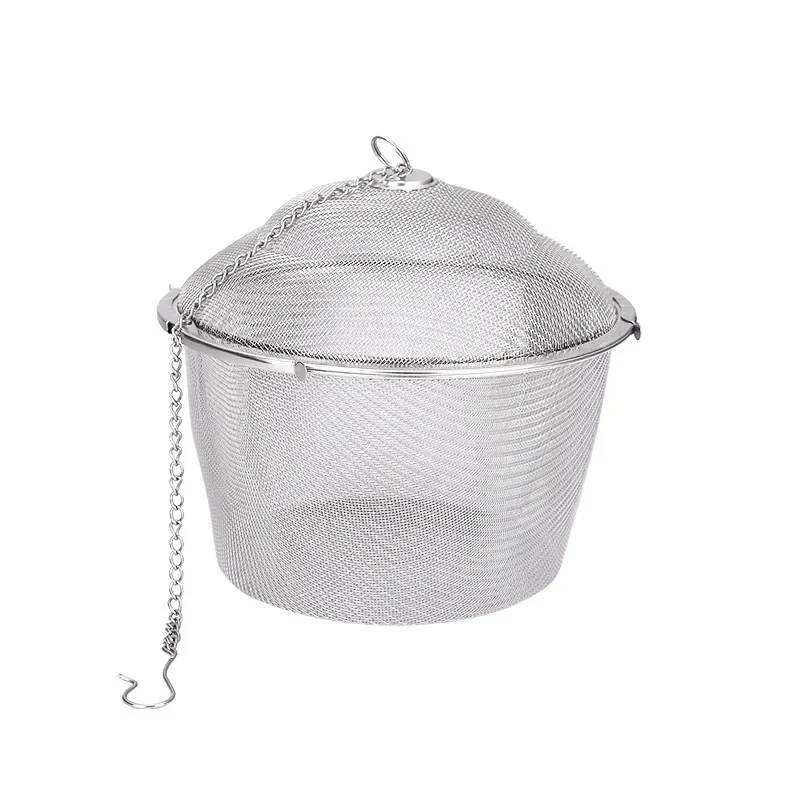 1pc  Spice Seasoning Bag Tea Strainer Chained Lid Stainless Steel Mesh Ball Tea Coffee Filter Basket Infuser Tools Kitchen