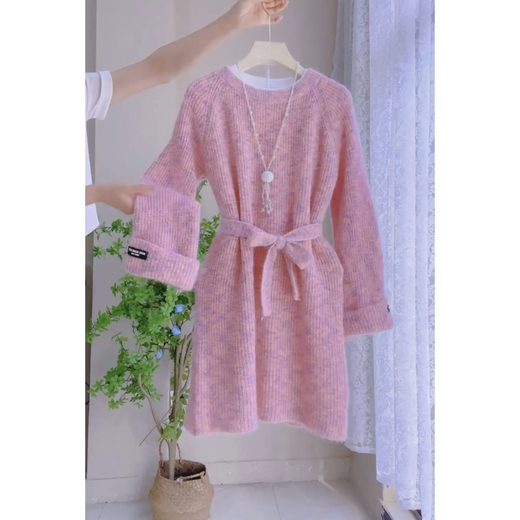 Knee Length Pullovers Woman Oversize Sweaters Jumpers Womend Distinctive Neckline Feature Collar Detail Elegant Refined Smart OL