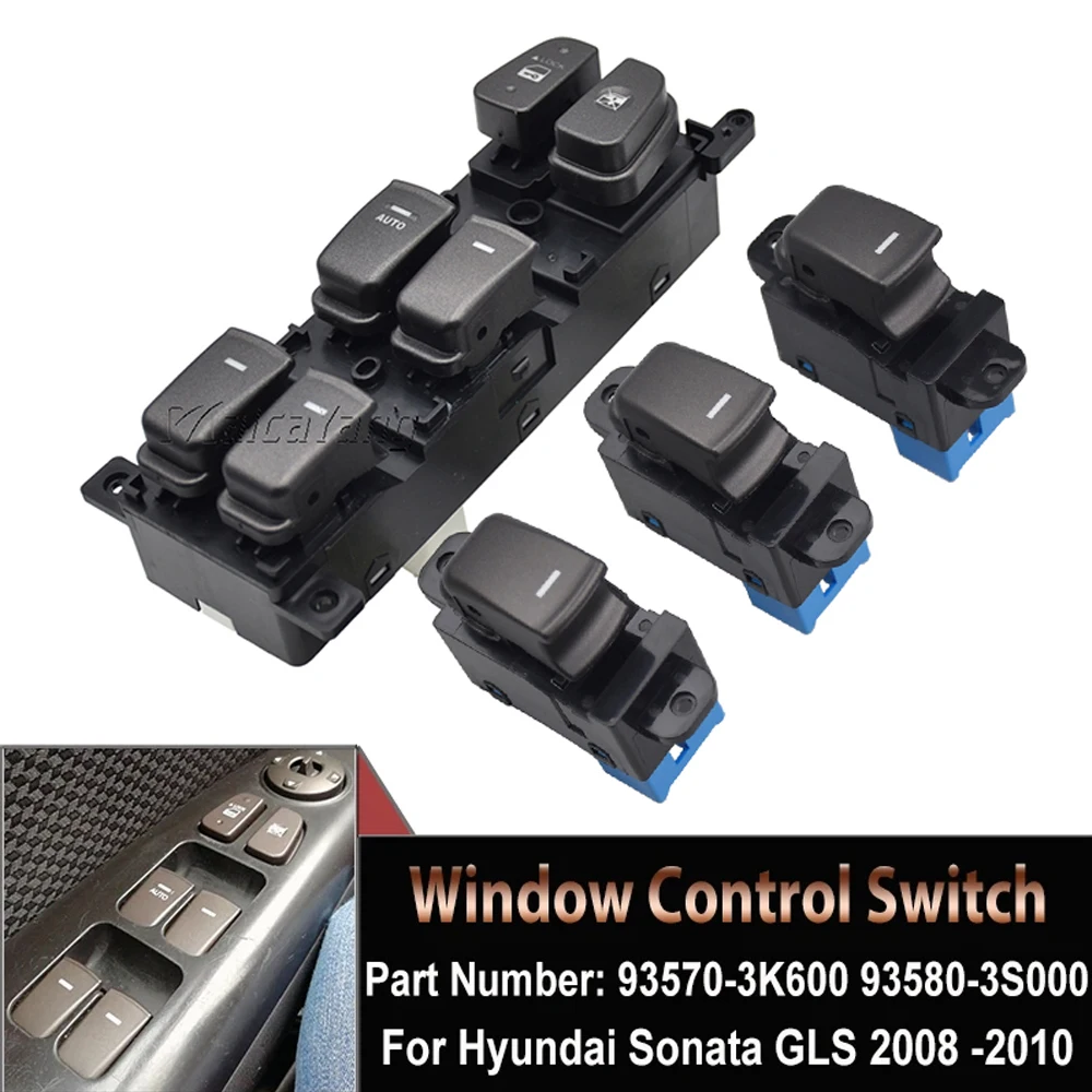 Genuine 935703K600 Window Main Switch Button LHD 1p For 08-10 Hyundai NF Sonata 93580-3S000 93570-3K600