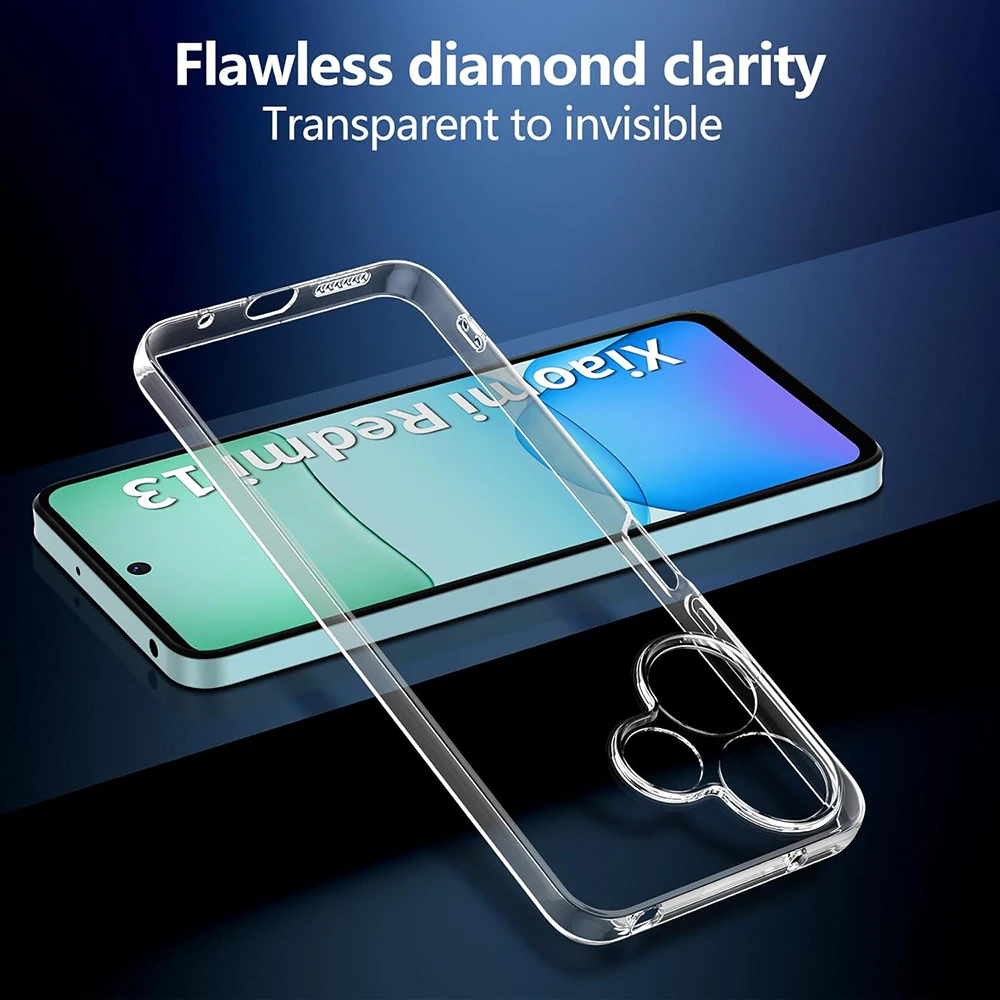 Transparent Silicone Soft Case For Xiaomi Redmi Note 13 12 11 11S 11T Pro Plus Pro+ 12C 13C 4G 5G Clear Ultra Thin Cover Shell