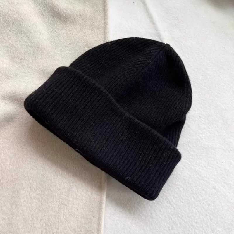 Autumn Winter Fine Wool Large Size Stretchy Knit Beanie Hat Slim Face Women EU US Style