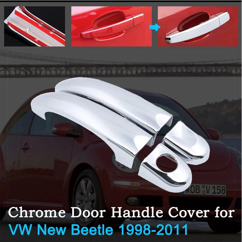 

Car Door Handle Cover for Volkswagen VW New Beetle Bjalla 1998~2011 Chrome Trim Catch Black Set Sticker Key Cap Accessories 1999