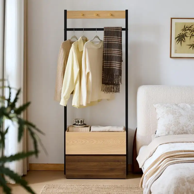 علاقة بسيطة، رف، شماعة منزلية، غرفة نوم متكاملة من الخشب الصلب، رف معطف، ملابس ممتدة من الأرض حتى السقف، سهلة التخزين #2