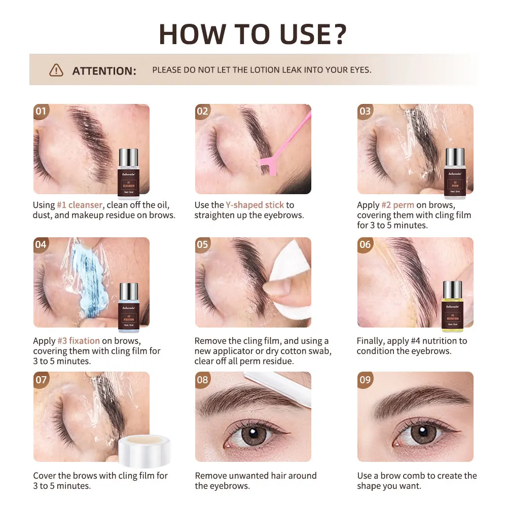 Semi-permanent Brow Lift Perming Brow Lamination Kit Professional With Cling Film Nutrition Keratin Perming Lotion For Home Use