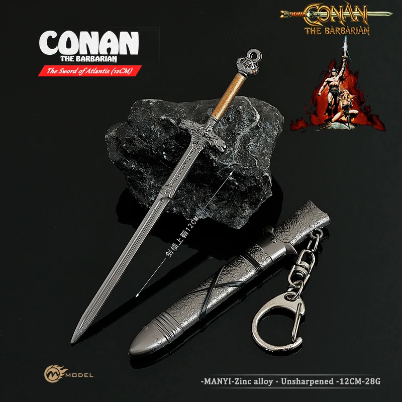 

12cm Conan Atlantean Sword Keychain Conan the Barbarian Arnold Schwarzenegger Anime Peripherals Full Metal Models Toys For Boys