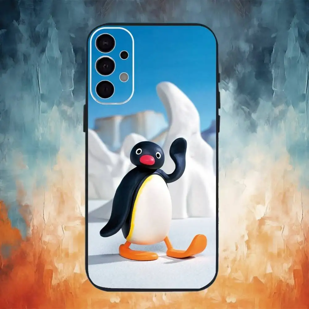Capa de telefone pinguim pinguim dos desenhos animados para samsung s25, s24, s21, s22, s23, s30, ultra, s20, plus, fe, nota, 10.9,5g capa preta