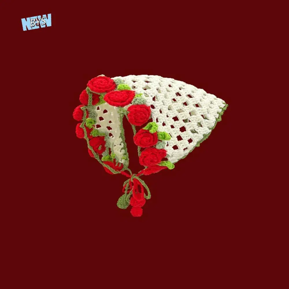 

Элегантная повязка для волос, вязаная повязка на голову, цветок, богемный треугольный тюрбан, аксессуары для волос для девочек, ажурный женский шарф для волос, дорожный