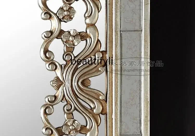Yy الأوروبي مربع الخشب نحت العتيقة الجدار مرآة الزخرفية مدخل الفن زخرفة الخلفية الموقد مرآة معلقة #4