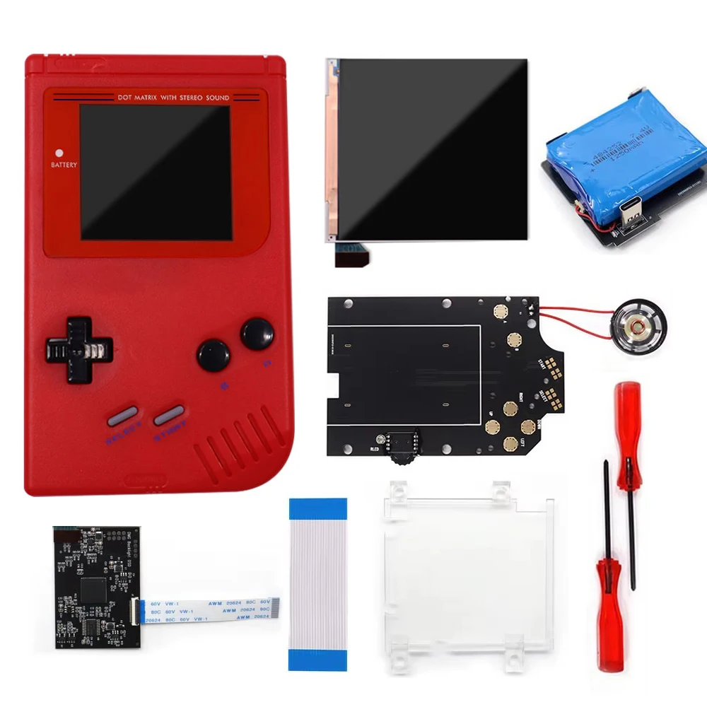 DMG GBO IPS Q5 LCD Backlight With Type-c Rechargeable Battery Retro Pixel Kits Pre-Trim shell Speaker For GameBoy Console
