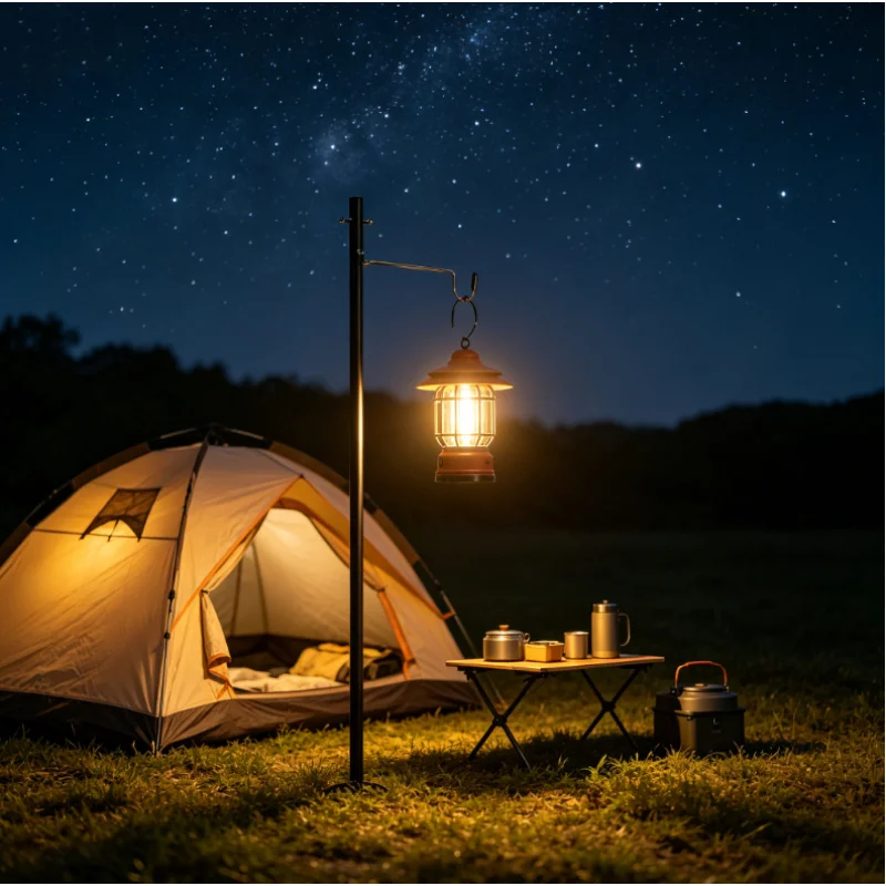 

Folding Portable Lantern Stand Pole with Hook, Light Lamp Holder for Camping Fishing Picnic BBQ Outdoor