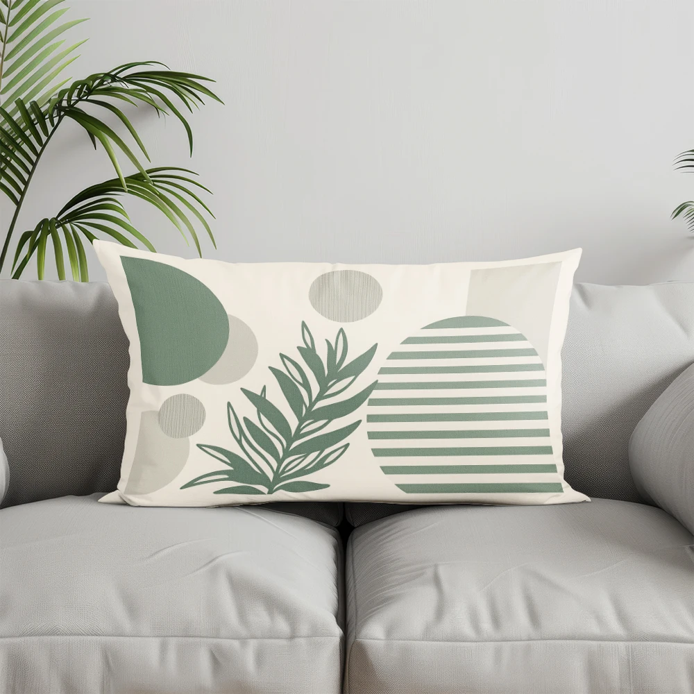 ديكور المنزل كيس وسادة منقوش هندسي وأوراق شجر مناسب لأريكة غرفة النوم غطاء وسادة السيارة وسادة خلفية مستطيلة #2