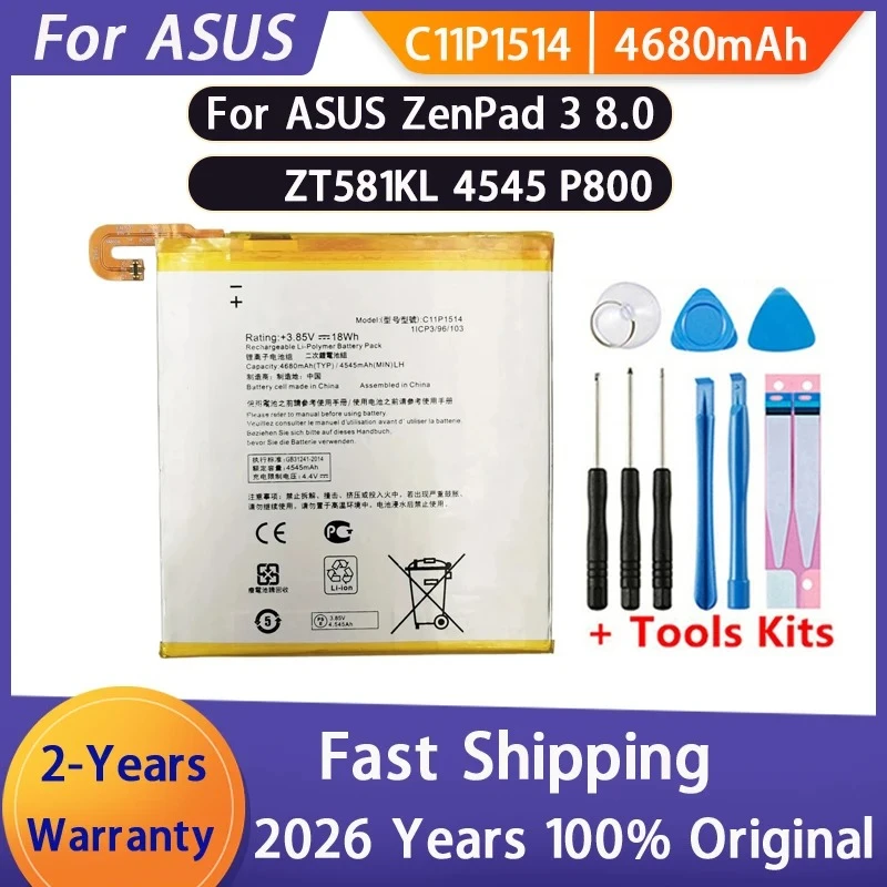 Fast Shipping Baterai Baru 4680MAh C11P1514 Kualitas Tinggi untuk Baterai Tablet For Asus Zenpad Z8 P008 Z581KL Batteries+Tools