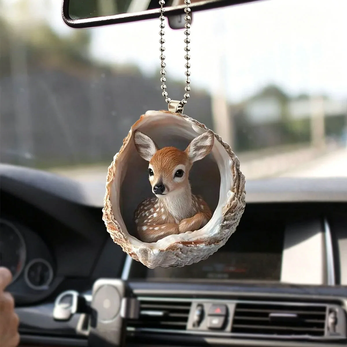Deer Shape 2D Acrylic Flat Shell Car Charm Cute Mirror Pendant Personalized Suspension Car Decoration