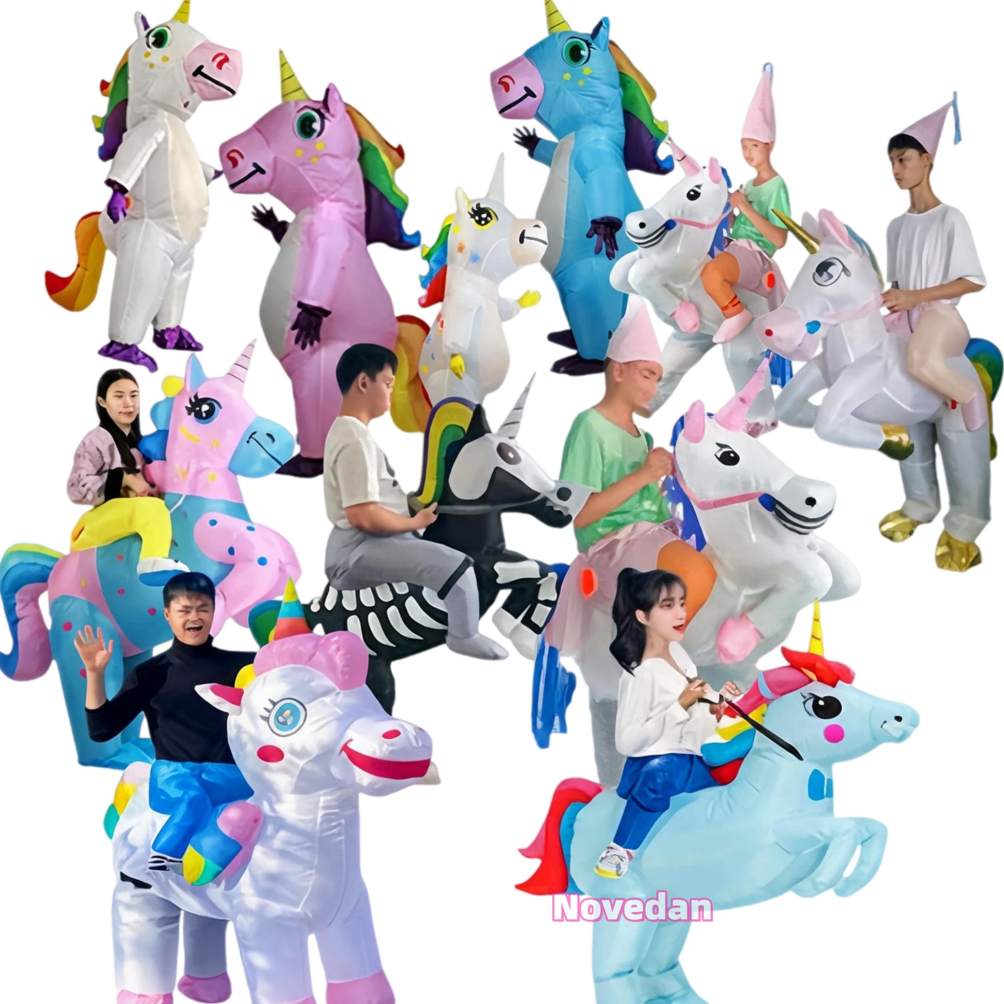 Einhorn Aufblasbares Kostüm Anzug Maskottchen Anime Halloween Weihnachten Party Cosplay Kostüm für Erwachsene Männer Frauen